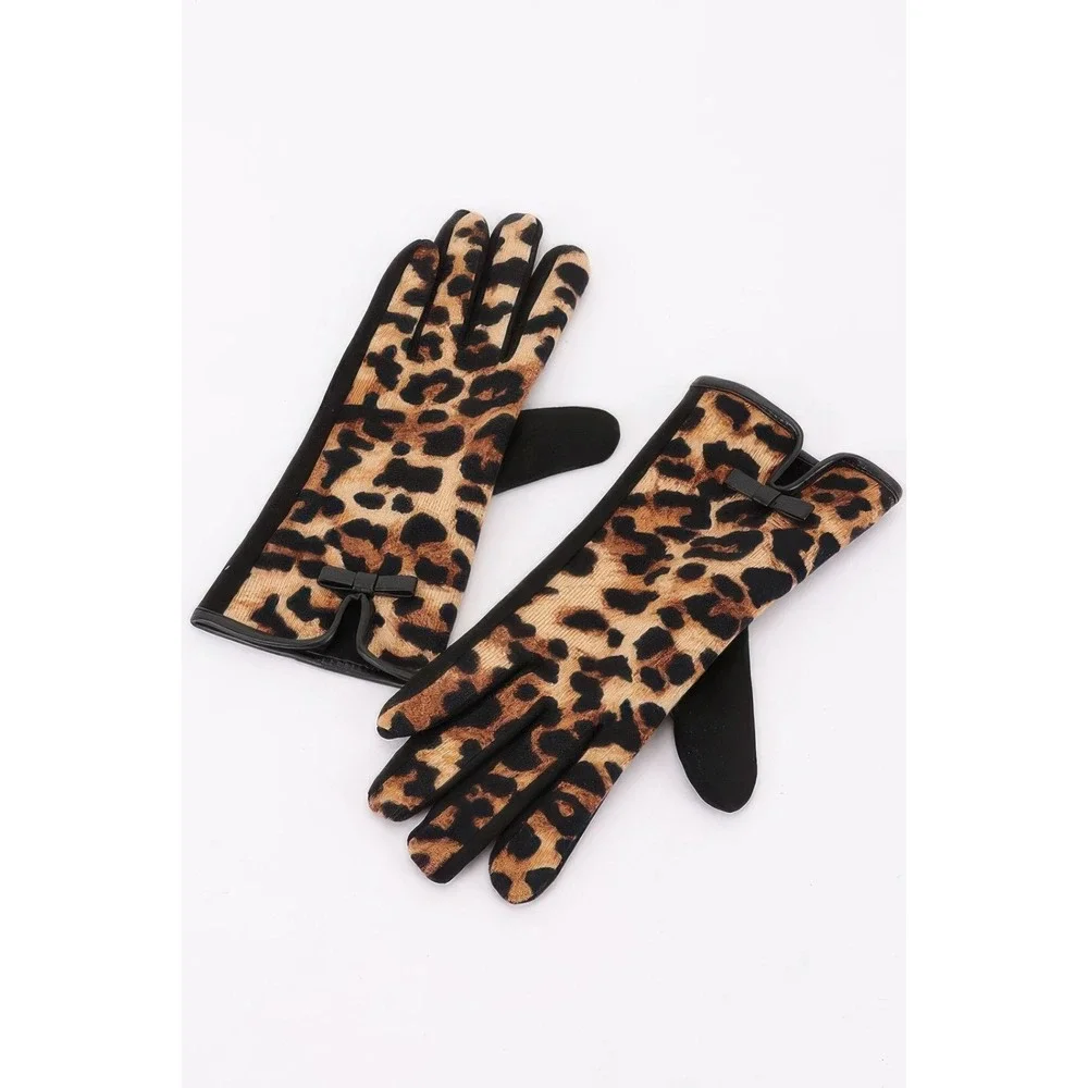 Womens Animal Print Gloves Faux Leather
